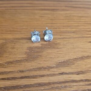 Silver Clear Crystal Stud Earrings - Elegant Women Jewelry